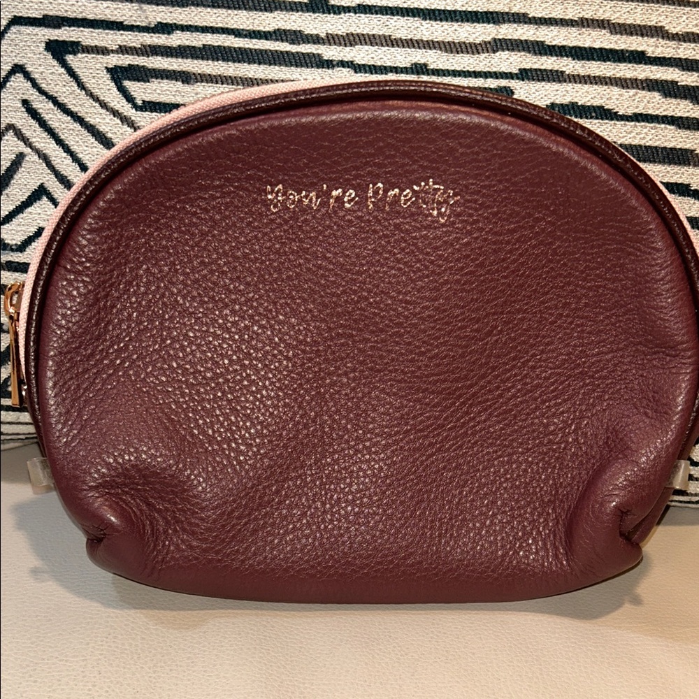 Aimee Kestenberg Plum Leather Cosmetic Bag